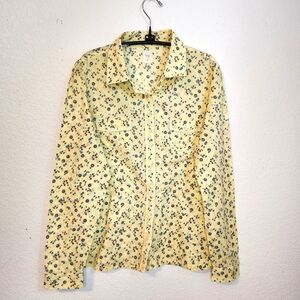 Hering Camisa Yellow Floral‎ Amarela Button-Up Shirt, Size L